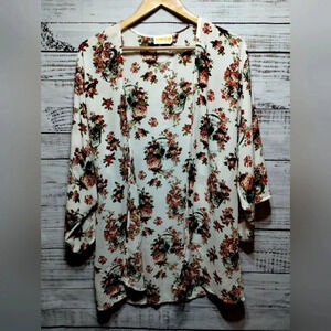 Let Them Eat Cake Sheer Fall Kimono with Skulls &‎ Flowers size Small